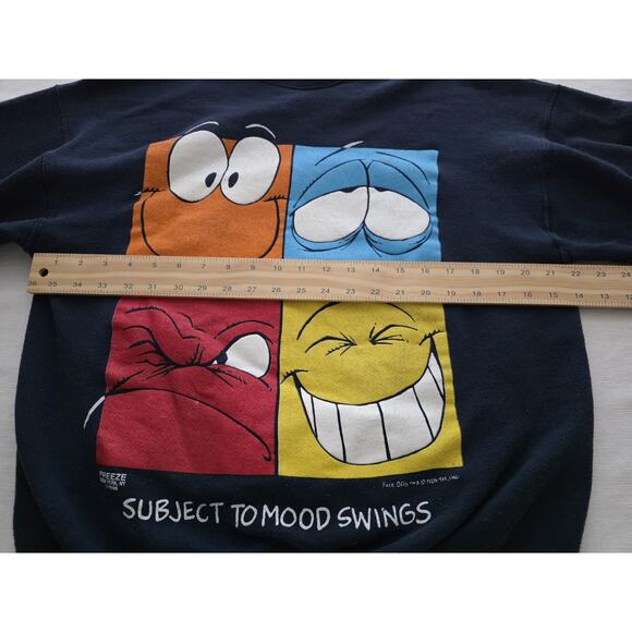 VTG Face Offs Navy Subject to Mood Swings Sweatshirt Large Freeze NY 1996 USA - Picture 7 of 13